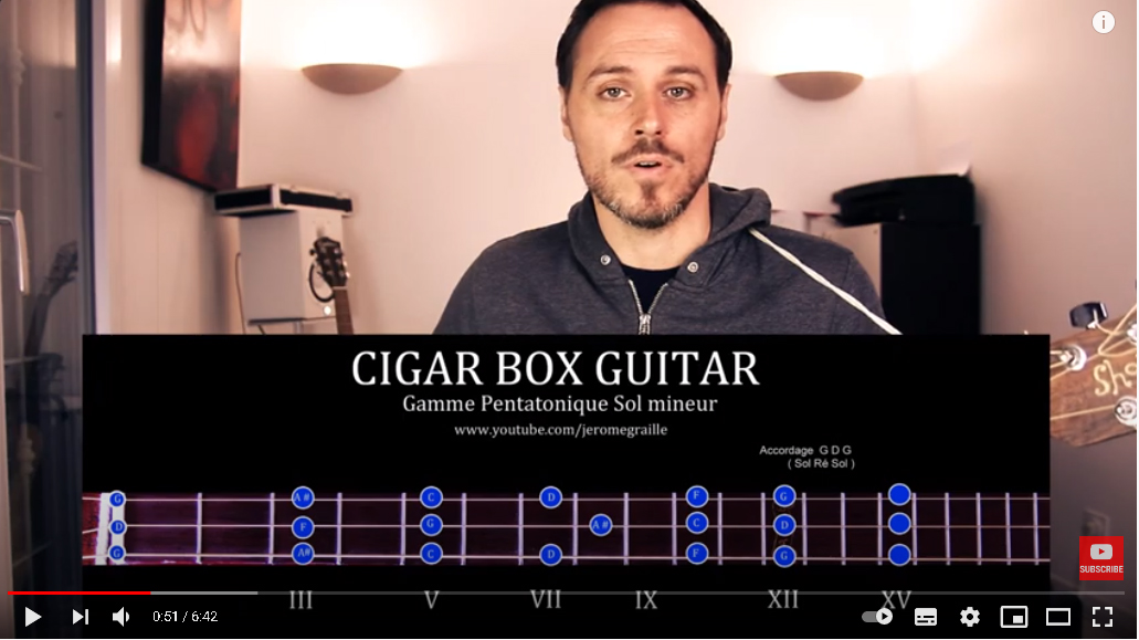 Cigarboxguitar Tuto – Improviser Gamme Blues ( Pentatonique ) ( Cigar Box 3 cordes )