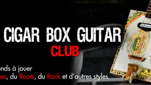 cigar box guitar club, méthode de cigar box guitare, pour apprendre à jouer avec des tutos vidéos et des tablatures.