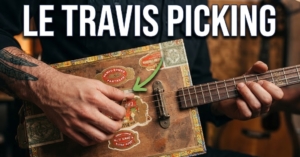 Apprendre le picking à la cigar box guitar 4 cordes